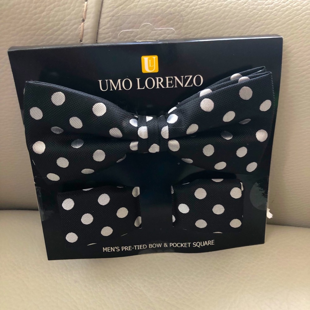 Men pre tied bow tie and pocket square - Picture 3 of 4